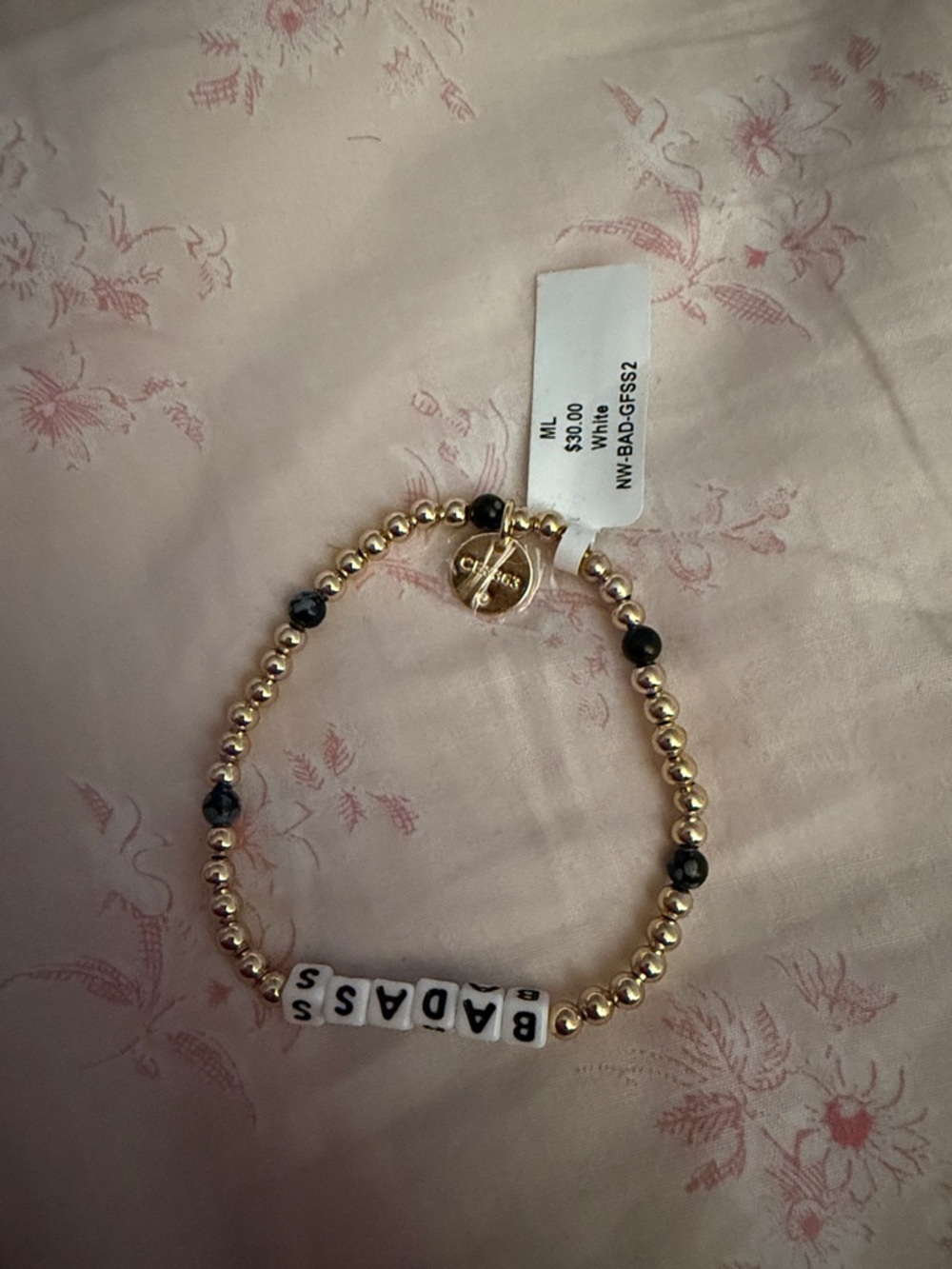Gold Beaded ‘Badass’ Bracelet - Picture 2 of 3